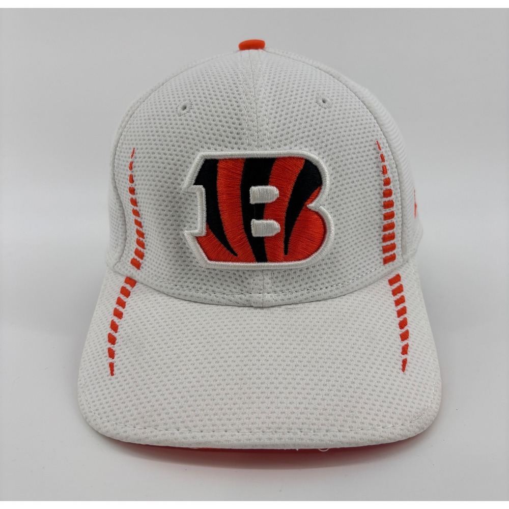 Cincinnati Bengals Hat New Era 39thirty Fitted Men M/L White Orange Embroidered